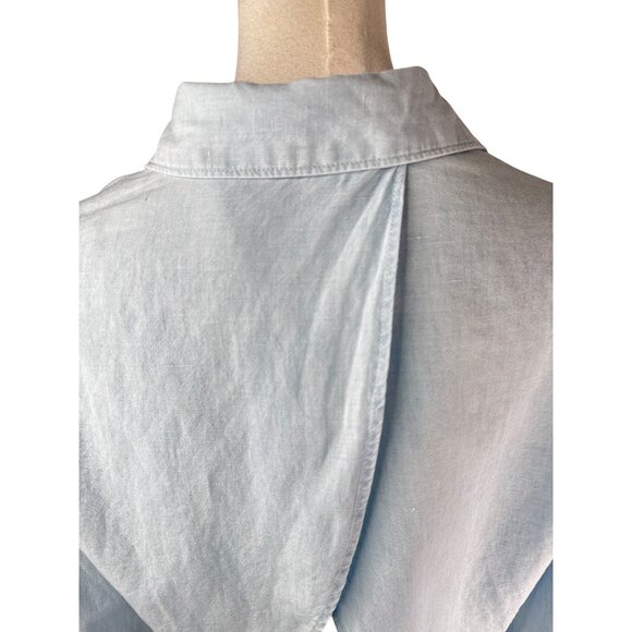 2/$30 ZARA XS Cropped Light Blue Chambray Cotton Linen Relaxed Fit - Picture 7 of 14